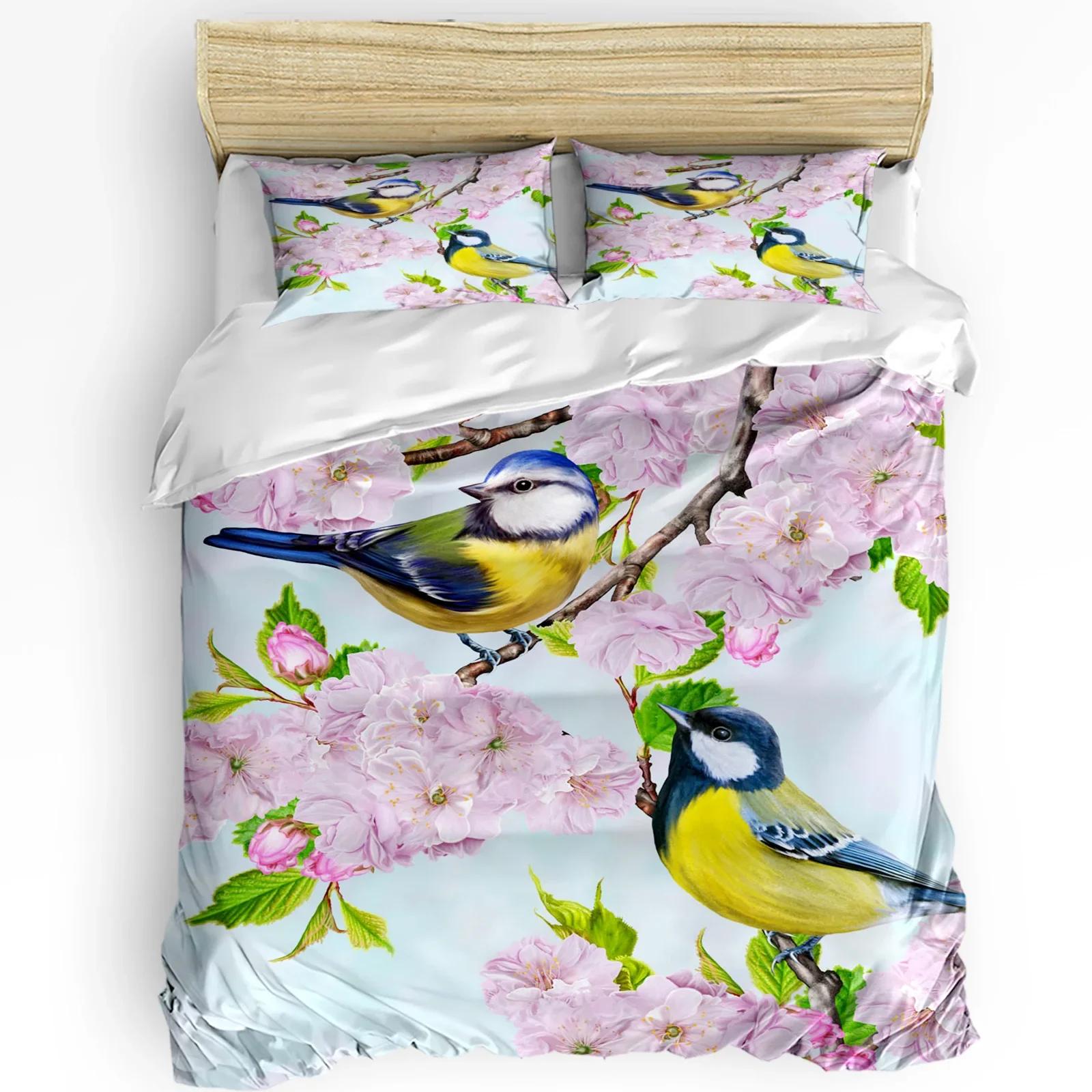 Animal Bird Flowers Leaves Branch Plant 3pcs Bedding Set For Bedroom Double Bed Home Textile Duvet Cover Quilt Cover